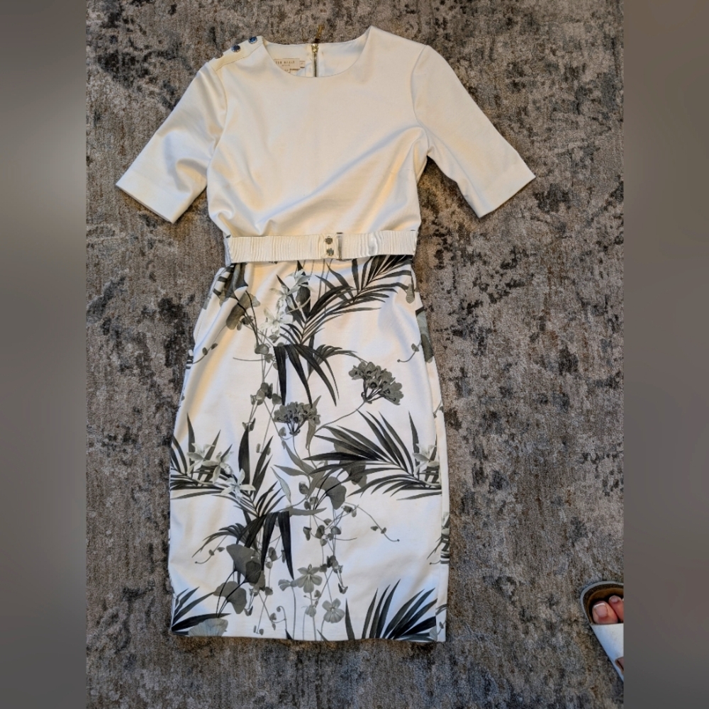 Ted Baker Floral Bodycon Dress - Size 1